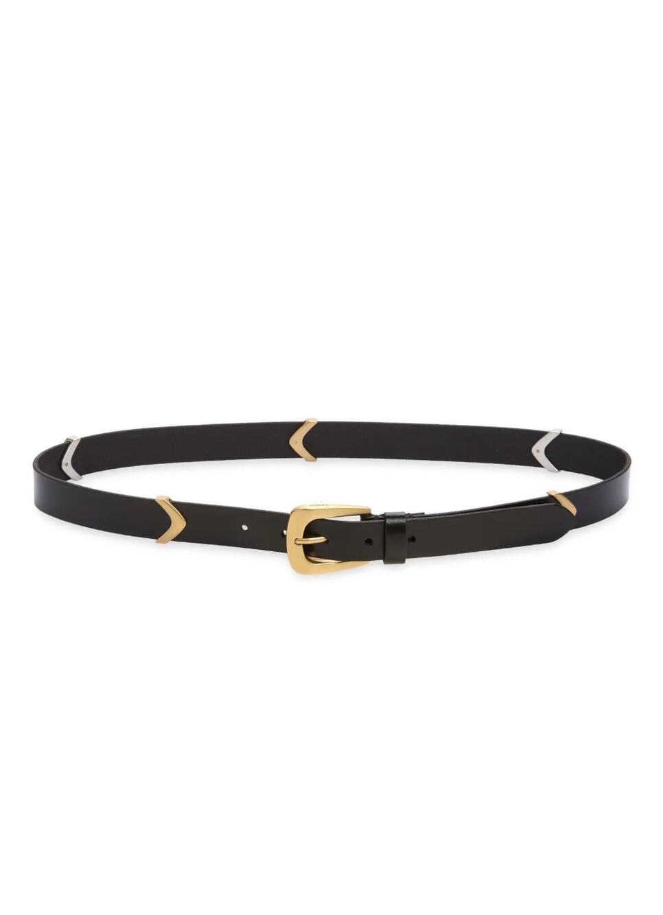 ALLSAINTS Arrow Ornament Leather Belt in Black Size Medium NEW